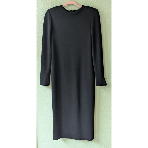 Cathy Hardwick Dresses & Skirts - Vintage Cathy Hardwick 80s Wool Black Dress Flute Wrist Shoulder Pads Marios